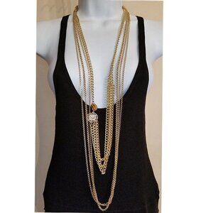 CURATED bundle lot 2 gold tone chain necklaces statement fashionista